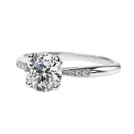 Rings GB Antique Style 2 Carats Natural Earth Mined Diamonds Engagement Ring White Gold 14K Rings GB Antique Style 2 Carats Natural Earth Mined Diamonds Engagement Ring White Gold 14K