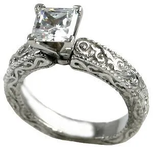 Rings GB Euro Shank Engagement Ring Antique Style Princess Cut Natural Earth Mined Diamond Rings GB Euro Shank Engagement Ring Antique Style Princess Cut Natural Earth Mined Diamond