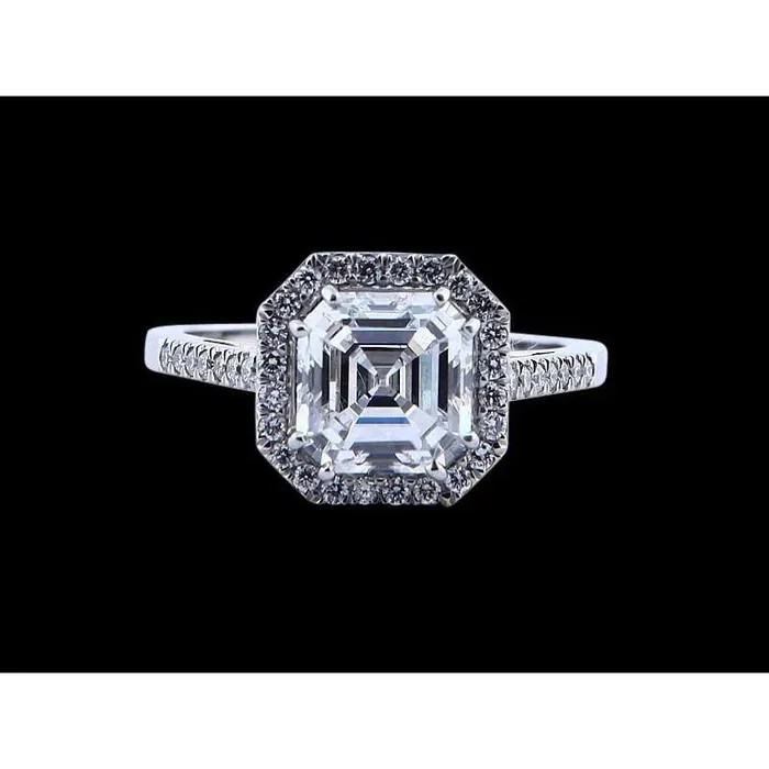 Rings GB Halo Asscher Cut Lab Grown Huge Diamond Ring