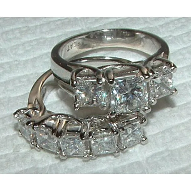 Rings GB Natural Earth Mined Diamond Ring Engagement Band Set New 451 Carats White Gold 14K