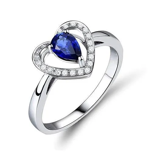 Rings GB Pear Sri Lankan Sapphire And Round Natural Earth Mined Diamond 225 Carats Ring Rings GB Pear Sri Lankan Sapphire And Round Natural Earth Mined Diamond 225 Carats Ring