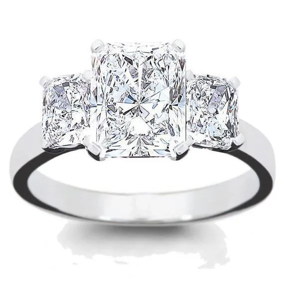 Rings GB Radiant Cut 3 Stone 450 Ct Natural Earth Mined Diamond Wedding Ring White Gold 14K Rings GB Radiant Cut 3 Stone 450 Ct Natural Earth Mined Diamond Wedding Ring White Gold 14K