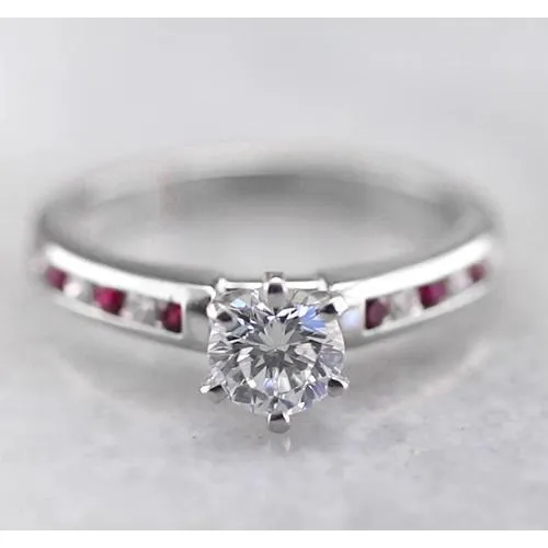Rings GB Round Natural Earth Mined Diamond Engagement Ring 150 Carats White Gold 14K Channel Set Rings GB Round Natural Earth Mined Diamond Engagement Ring 150 Carats White Gold 14K Channel Set