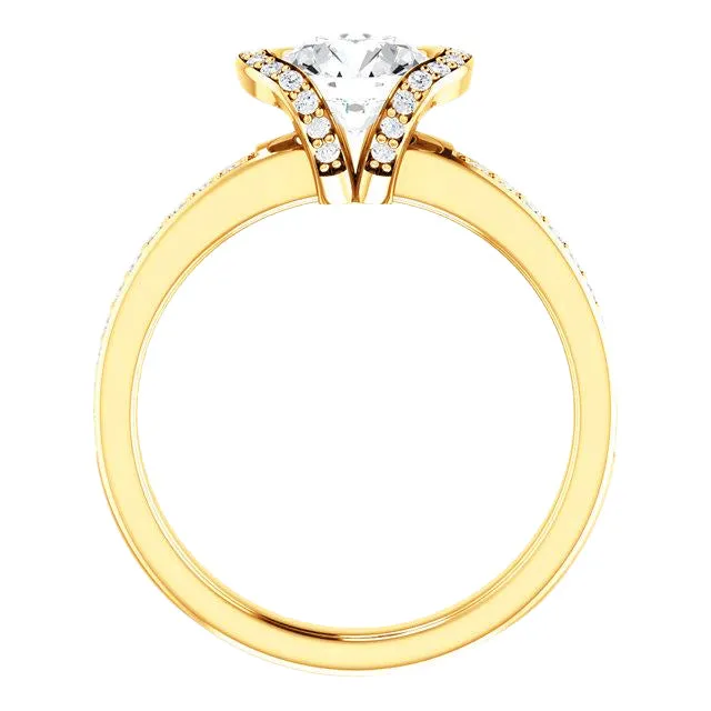 Rings GB Round Natural Earth Mined Diamond Engagement Ring 185 Carats Yellow Gold 14K Jewelry New