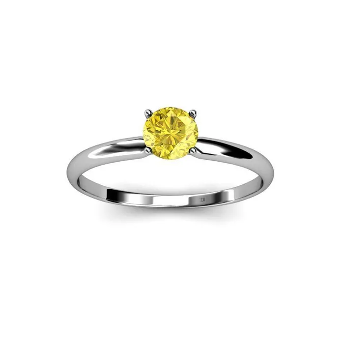 Rings GB Solitaire 2 Ct Yellow Sapphire Ring White Gold 14K