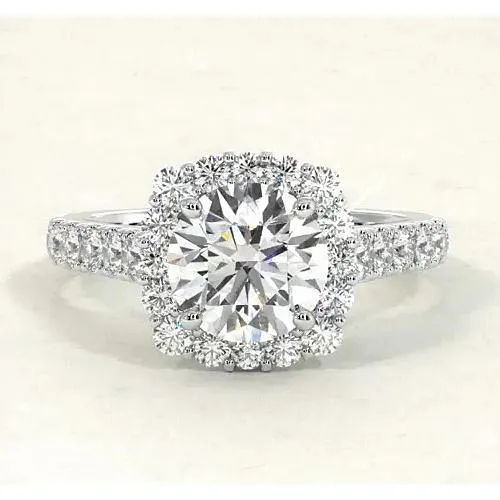 Rings GB Vintage Style Natural Earth Mined Diamond Halo Ring 450 Carats White Gold 14K Rings GB Vintage Style Natural Earth Mined Diamond Halo Ring 450 Carats White Gold 14K