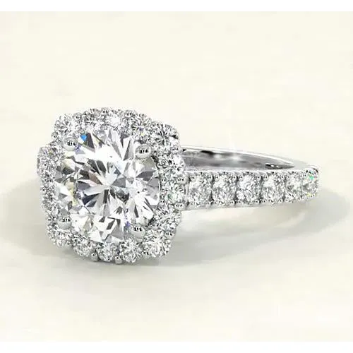 Rings GB Vintage Style Natural Earth Mined Diamond Halo Ring 450 Carats White Gold 14K Rings GB Vintage Style Natural Earth Mined Diamond Halo Ring 450 Carats White Gold 14K
