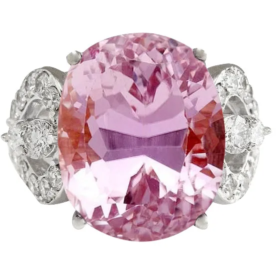 Rings GB White Gold Pink Kunzite And Natural Earth Mined Diamond Wedding Ring Jewelry 1850 Ct Rings GB White Gold Pink Kunzite And Natural Earth Mined Diamond Wedding Ring Jewelry 1850 Ct