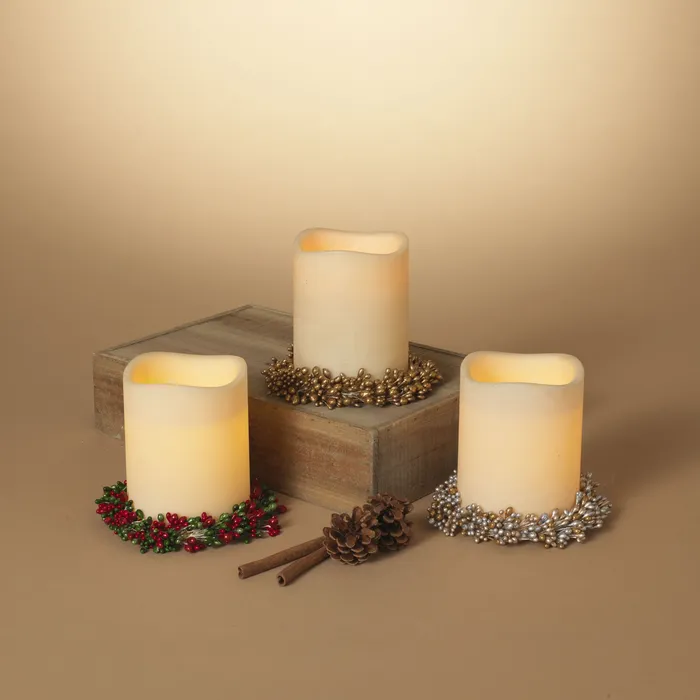 Rings Gerson Company Gerson Company 7D Holiday Berry Candle Ring 3 Asst