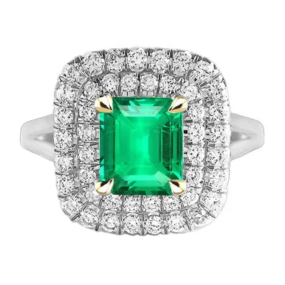 Rings HarryChadEntcom Green Emerald Halo Diamond Engagement Ring Split Shank Rings HarryChadEntcom Green Emerald Halo Diamond Engagement Ring Split Shank