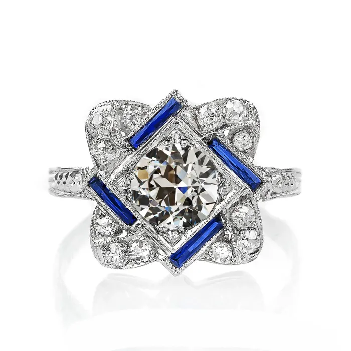 Rings HarryChadEntcom Halo Art Deco Jewelry New Sapphire Ring Old Miner Natural Earth Mined Diamond Gold Jewelry