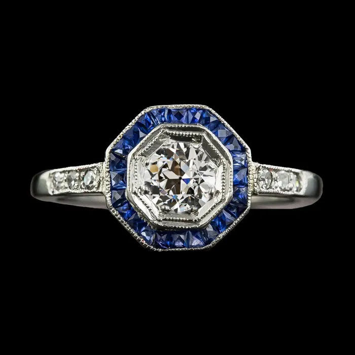 Rings HarryChadEntcom Halo Old Miner Natural Earth Mined Diamond Blue Sapphire Gemstone Ring 3 Carats Milgrain Rings HarryChadEntcom Halo Old Miner Natural Earth Mined Diamond Blue Sapphire Gemstone Ring 3 Carats Milgrain