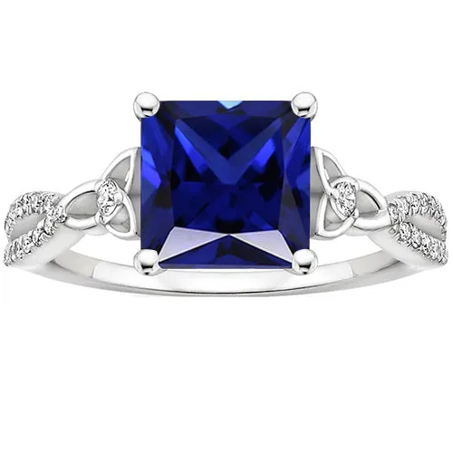 Rings HarryChadEntcom Princess Cut Blue Sapphire Natural Earth Mined Diamond Ring Gold Twisted Shank 4 Carats Rings HarryChadEntcom Princess Cut Blue Sapphire Natural Earth Mined Diamond Ring Gold Twisted Shank 4 Carats