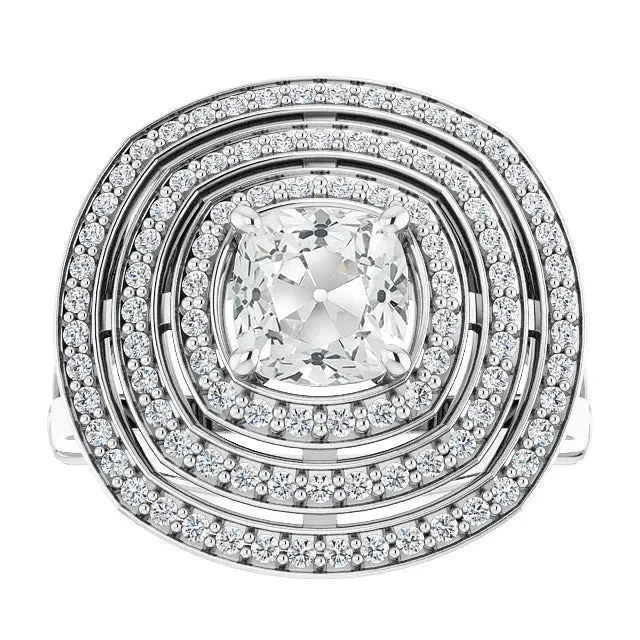 Rings HarryChadEntcom Triple Halo Ring Round Cushion Old Miner Natural Earth Mined Diamonds Gold 11 Carats Rings HarryChadEntcom Triple Halo Ring Round Cushion Old Miner Natural Earth Mined Diamonds Gold 11 Carats