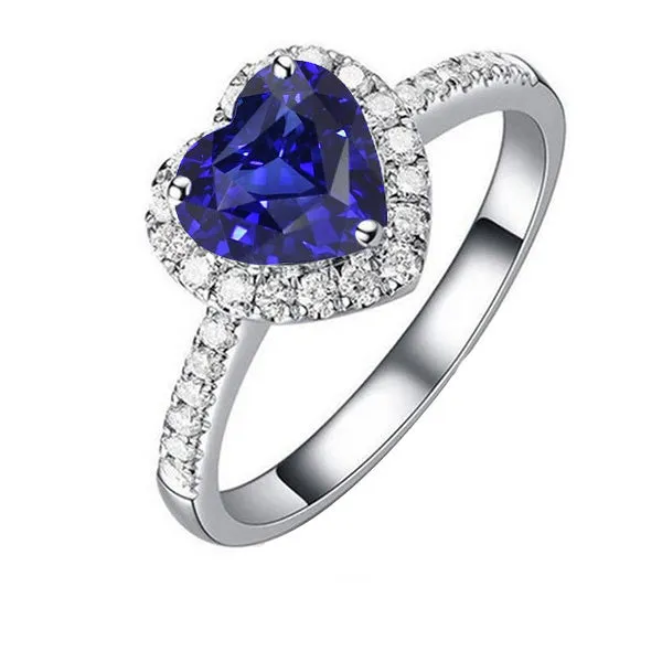 Rings HarryChadEntcom Whit Gold Halo Heart Ceylon Sapphire Ring 350 Carats Natural Earth Mined Diamond Jewelry Rings HarryChadEntcom Whit Gold Halo Heart Ceylon Sapphire Ring 350 Carats Natural Earth Mined Diamond Jewelry