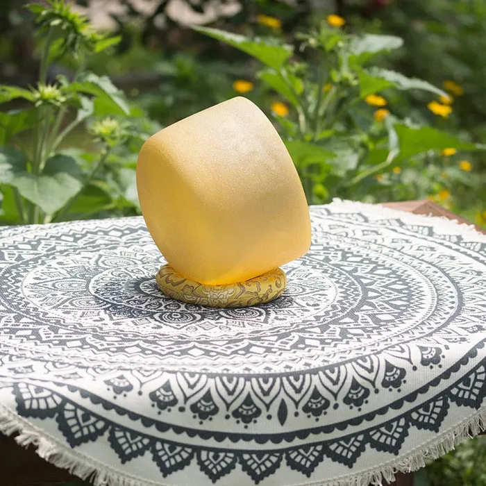Rings Life Changing Energy 8 Inch Gold Color Frosted Quartz Crystal Singing Bowl FREE Mallet and Oring