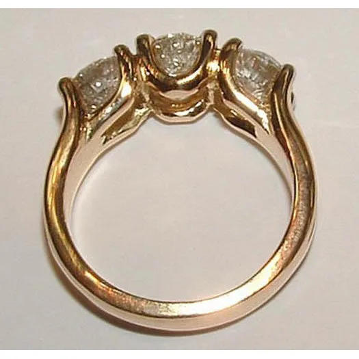 Rings Round Cut 3 Stone Genuine Natural Earth Mined Diamond Ladies Ring 3 Carat Yellow Gold 14K GB