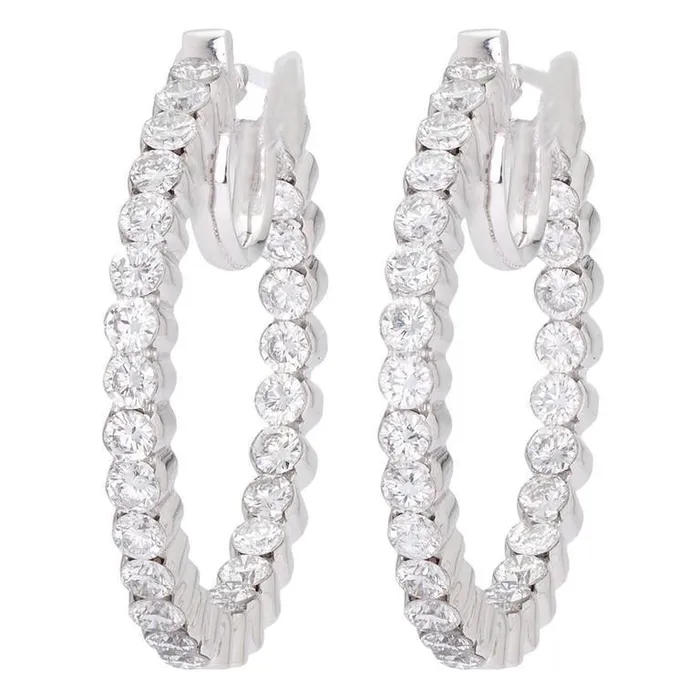 Round Brilliant Cut 560 Ct Natural Earth Mined Diamonds Women Hoop Earrings White Gold GB Earrings Round Brilliant Cut 560 Ct Natural Earth Mined Diamonds Women Hoop Earrings White Gold GB Earrings