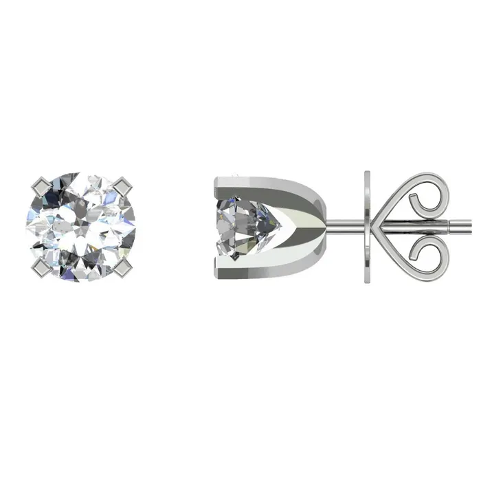 Round Brilliant Cut Four Prong Set 190 Ct Natural Earth Mined Diamonds Studs Earrings GB Earrings