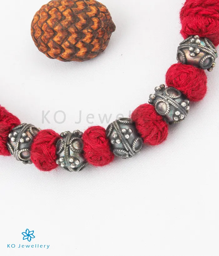 Silversmith Necklaces The Preshti Silver Thread Necklace Maroon