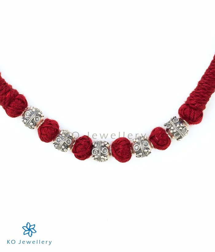 Silversmith Necklaces The Preshti Silver Thread Necklace Maroon