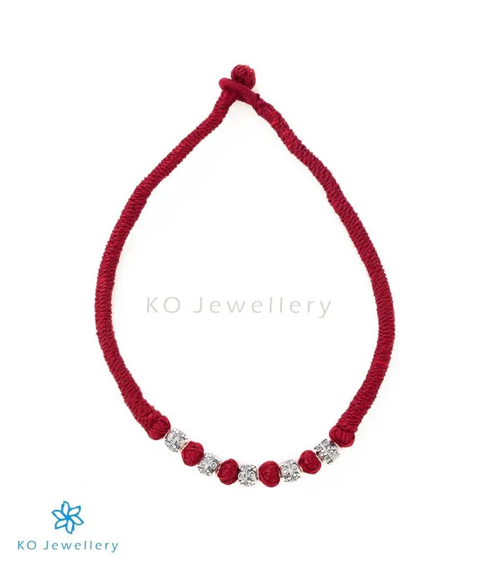 Silversmith Necklaces The Preshti Silver Thread Necklace Maroon