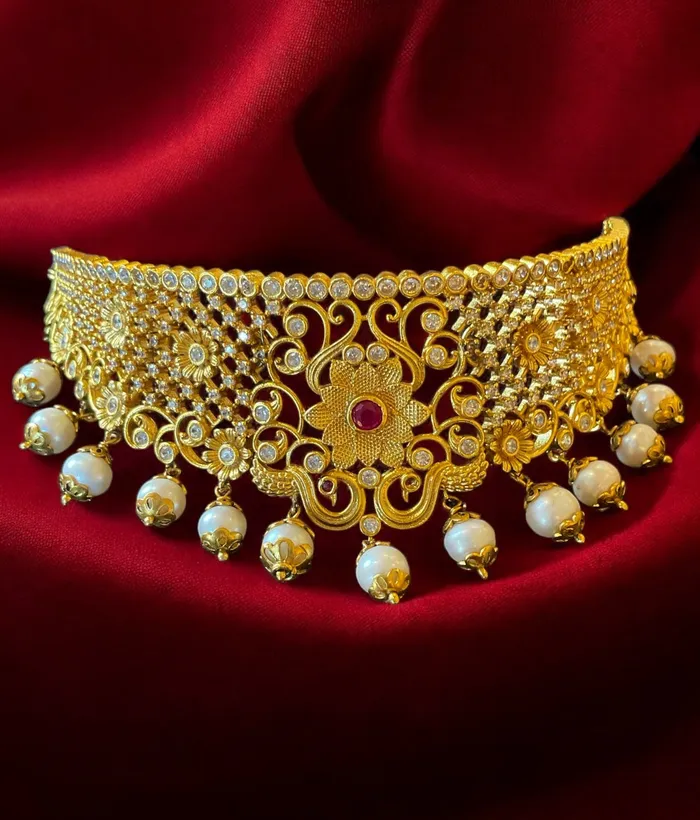 Silversmith Necklaces The Ramyaka Silver Bridal Choker Necklace