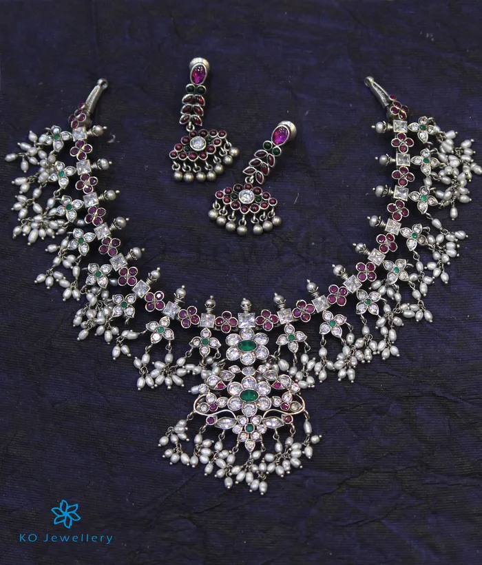 Silversmith Necklaces The Smriti Silver Guttapusalu Necklace