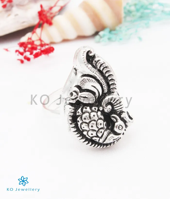 Silversmith Rings The Mayuraka Silver Peacock Finger Ring