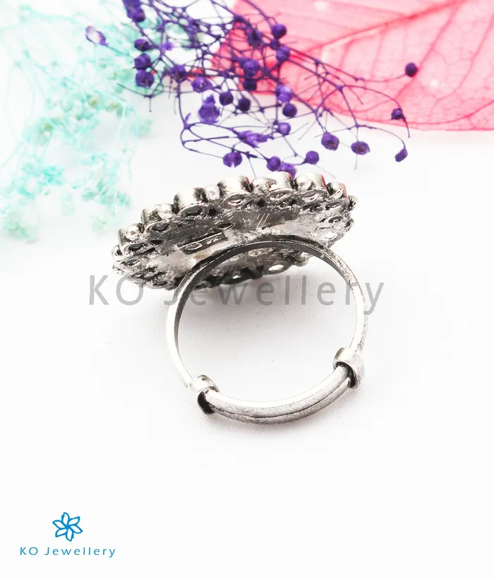 Silversmith Rings The Namita Silver Pearl Finger Ring Oxidised