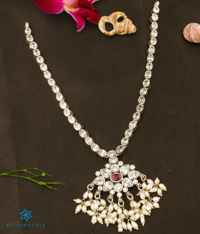 Silversmith The Riddhi Silver Navratna Reversible Necklace Necklaces