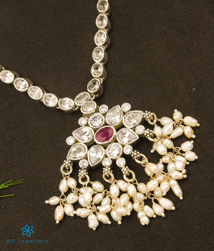 Silversmith The Riddhi Silver Navratna Reversible Necklace Necklaces