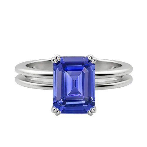Solitaire Emerald Blue Sapphire Ring Double Prong Split Shank 2 Carats HarryChadEntcom Rings Solitaire Emerald Blue Sapphire Ring Double Prong Split Shank 2 Carats HarryChadEntcom Rings