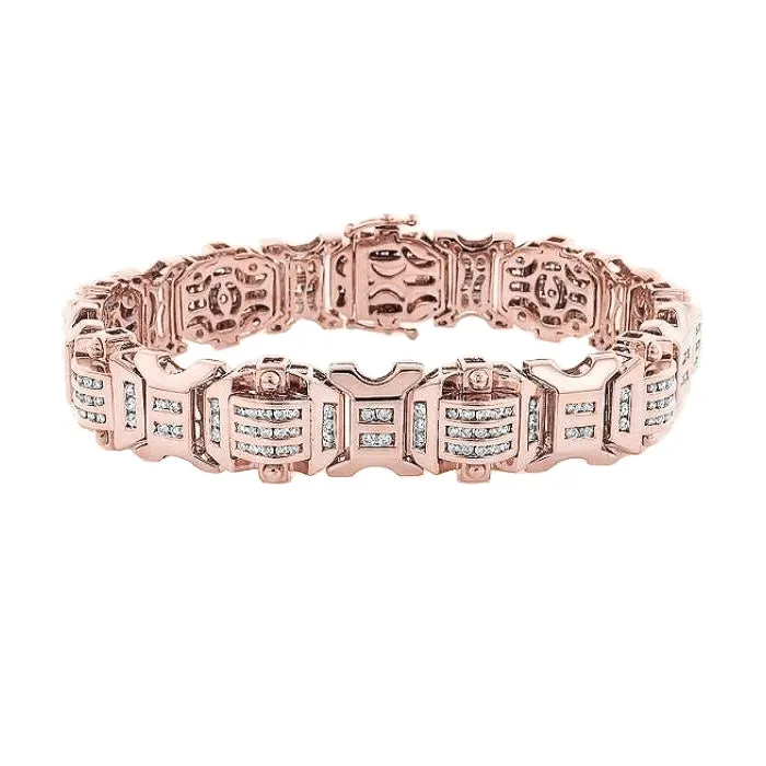 Sparkling 12 Carats Natural Earth Mined Diamonds Mens Bracelet Rose Gold 14K GB Bracelets Sparkling 12 Carats Natural Earth Mined Diamonds Mens Bracelet Rose Gold 14K GB Bracelets