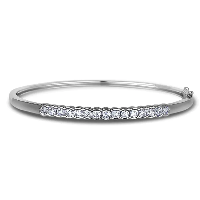 Sparkling 3 Carats Round Natural Earth Mined Diamond Ladies Bangle White Gold 14K GB Earrings Sparkling 3 Carats Round Natural Earth Mined Diamond Ladies Bangle White Gold 14K GB Earrings