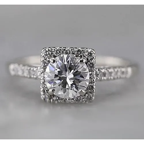 Square Halo Natural Earth Mined Diamond Accented Ring 150 Carats White Gold GB Rings Square Halo Natural Earth Mined Diamond Accented Ring 150 Carats White Gold GB Rings