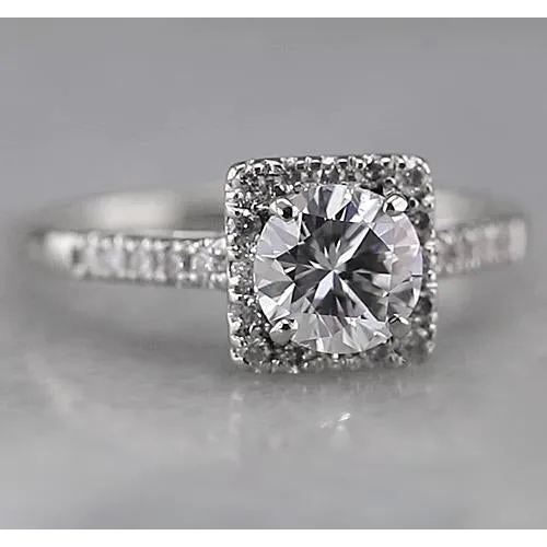 Square Halo Natural Earth Mined Diamond Accented Ring 150 Carats White Gold GB Rings Square Halo Natural Earth Mined Diamond Accented Ring 150 Carats White Gold GB Rings