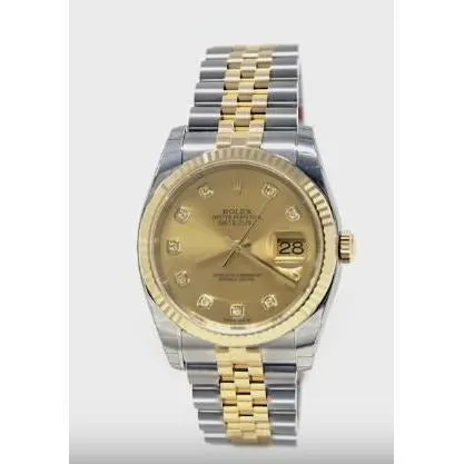 Stainless Steel Gold Rolex Datejust Watch Champagne QUICK SET GB Earrings Stainless Steel Gold Rolex Datejust Watch Champagne QUICK SET GB Earrings