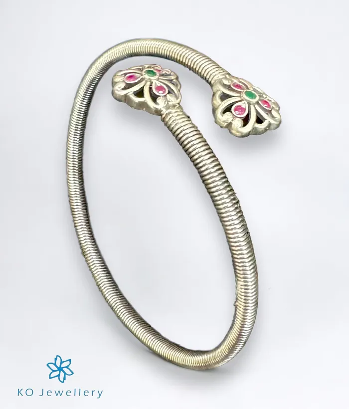 The Blooms Silver Flexible Open Bracelet Jaipur Bracelets