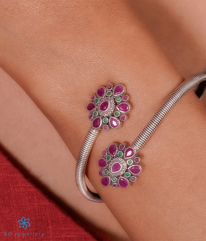 The Blossoms Silver Flexible Open Bracelet Jaipur Bracelets