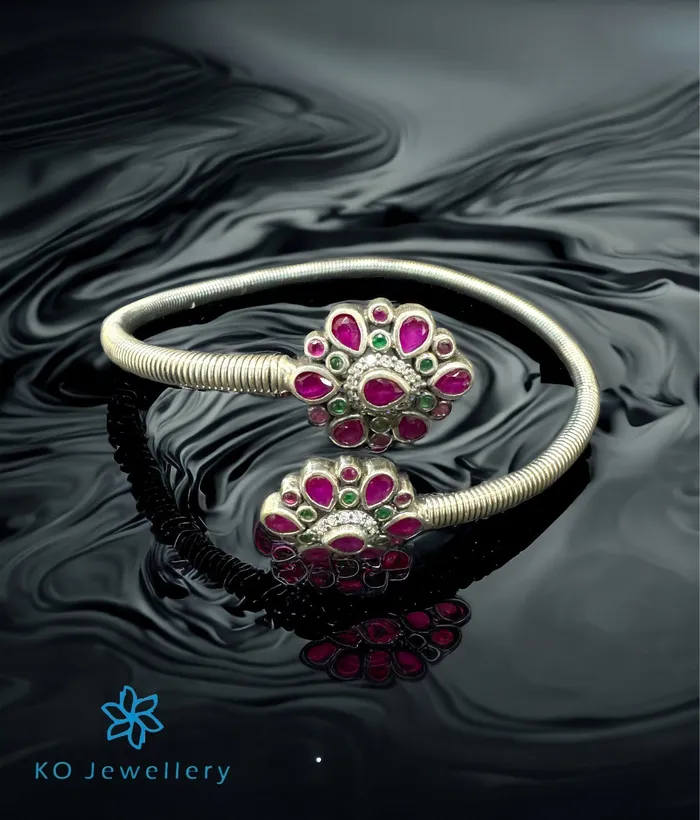 The Blossoms Silver Flexible Open Bracelet Jaipur Bracelets
