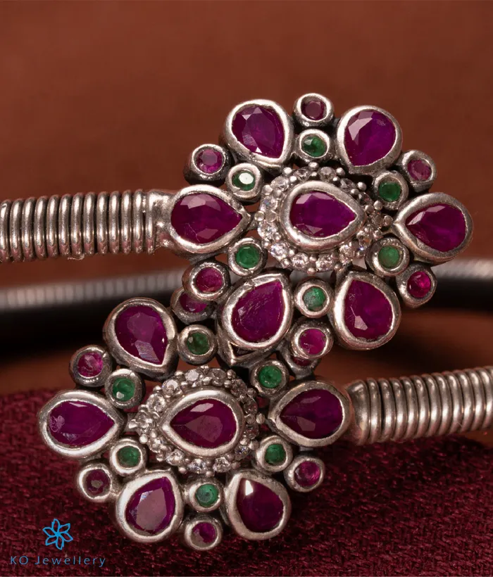 The Blossoms Silver Flexible Open Bracelet Jaipur Bracelets
