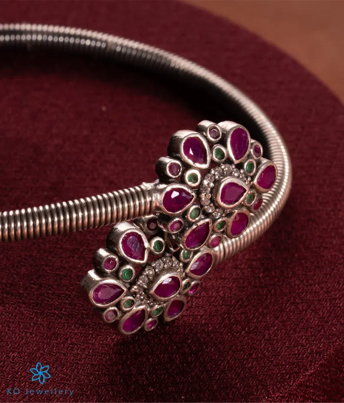 The Blossoms Silver Flexible Open Bracelet Jaipur Bracelets