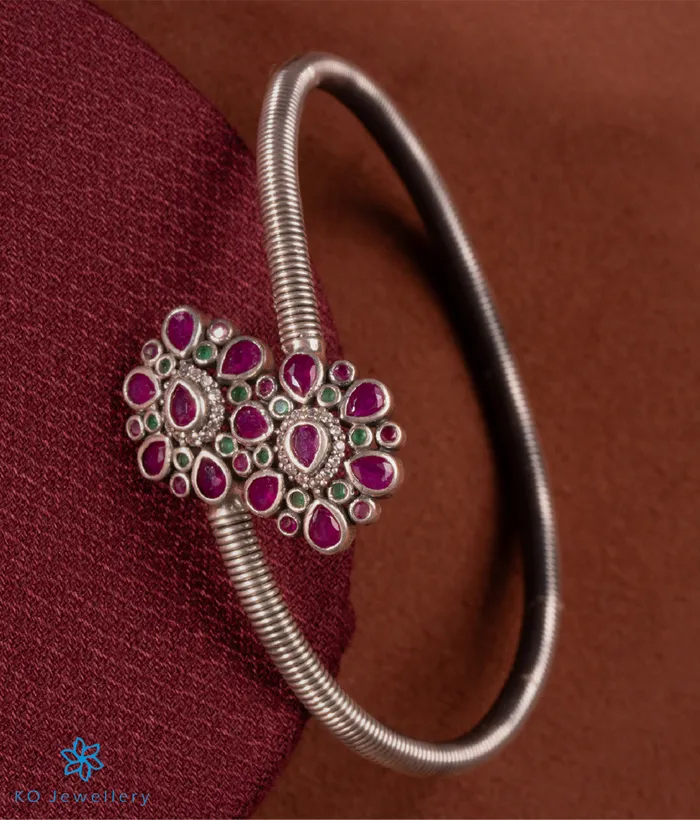 The Blossoms Silver Flexible Open Bracelet Jaipur Bracelets