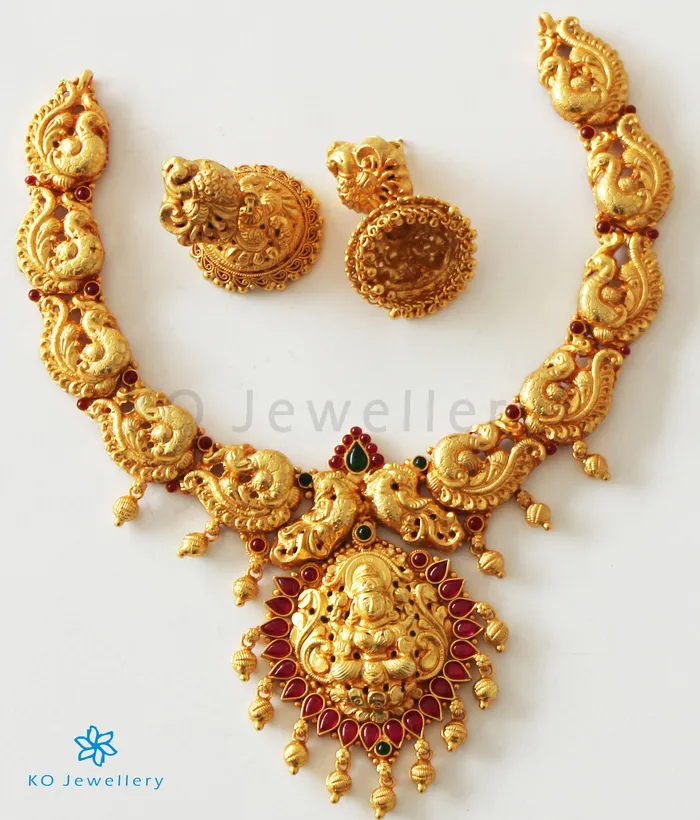 The Dhan Lakshmi Silver Peacock Bridal Necklace Silversmith Necklaces