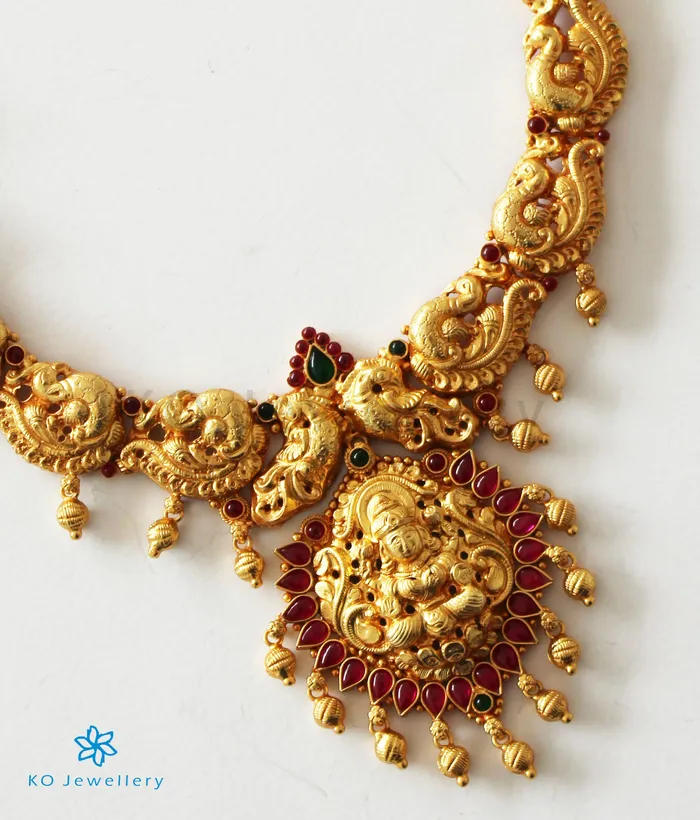 The Dhan Lakshmi Silver Peacock Bridal Necklace Silversmith Necklaces