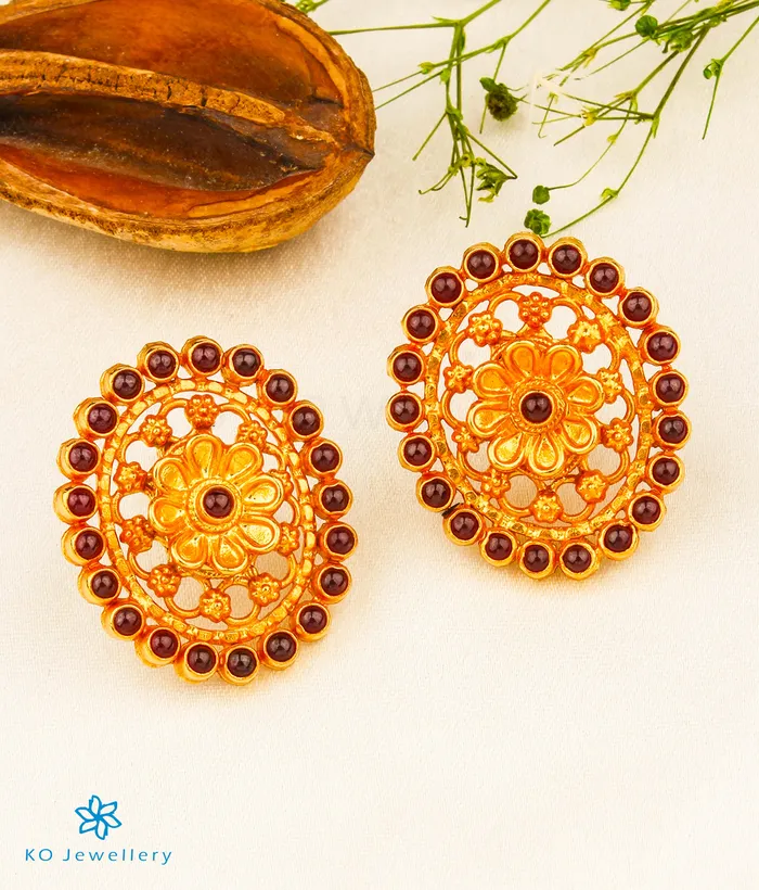 The Ihita Silver Kempu Earrings Silversmith Earrings