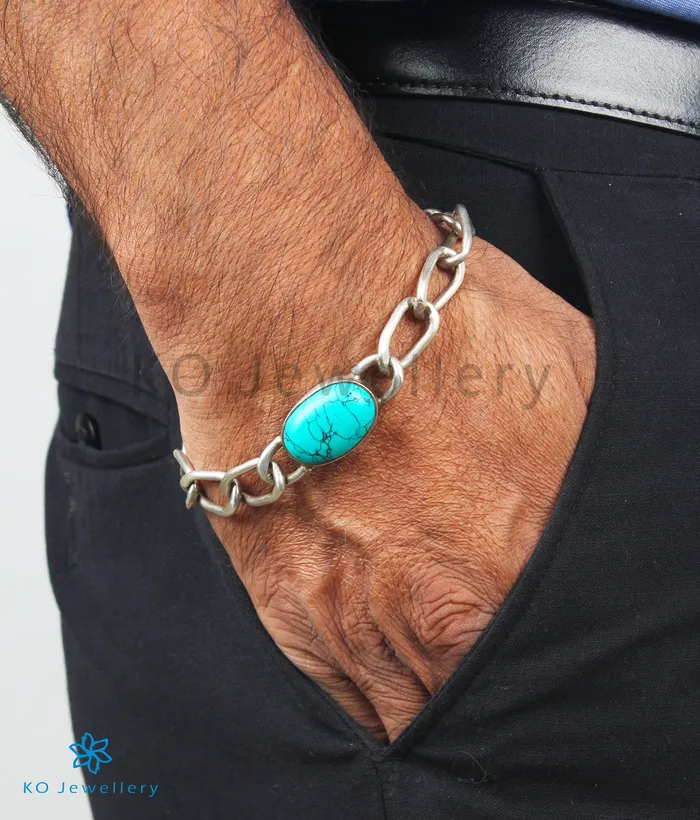 The Salman Silver Turquoise Bracelet Jaipur Bracelets