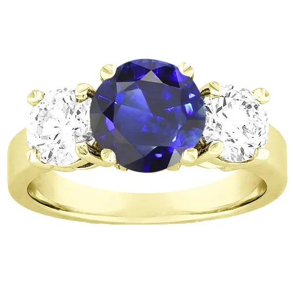 Three Stone Round Blue Sapphire Natural Earth Mined Diamond Ring 5 Carats Jewelry HarryChadEntcom Rings Three Stone Round Blue Sapphire Natural Earth Mined Diamond Ring 5 Carats Jewelry HarryChadEntcom Rings