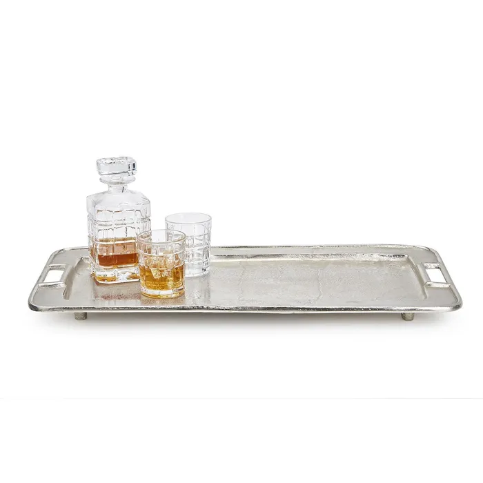 Twos Company Normandie Decorative Rectangular Silver Tray Recycled Aluminum Twos Company Rings